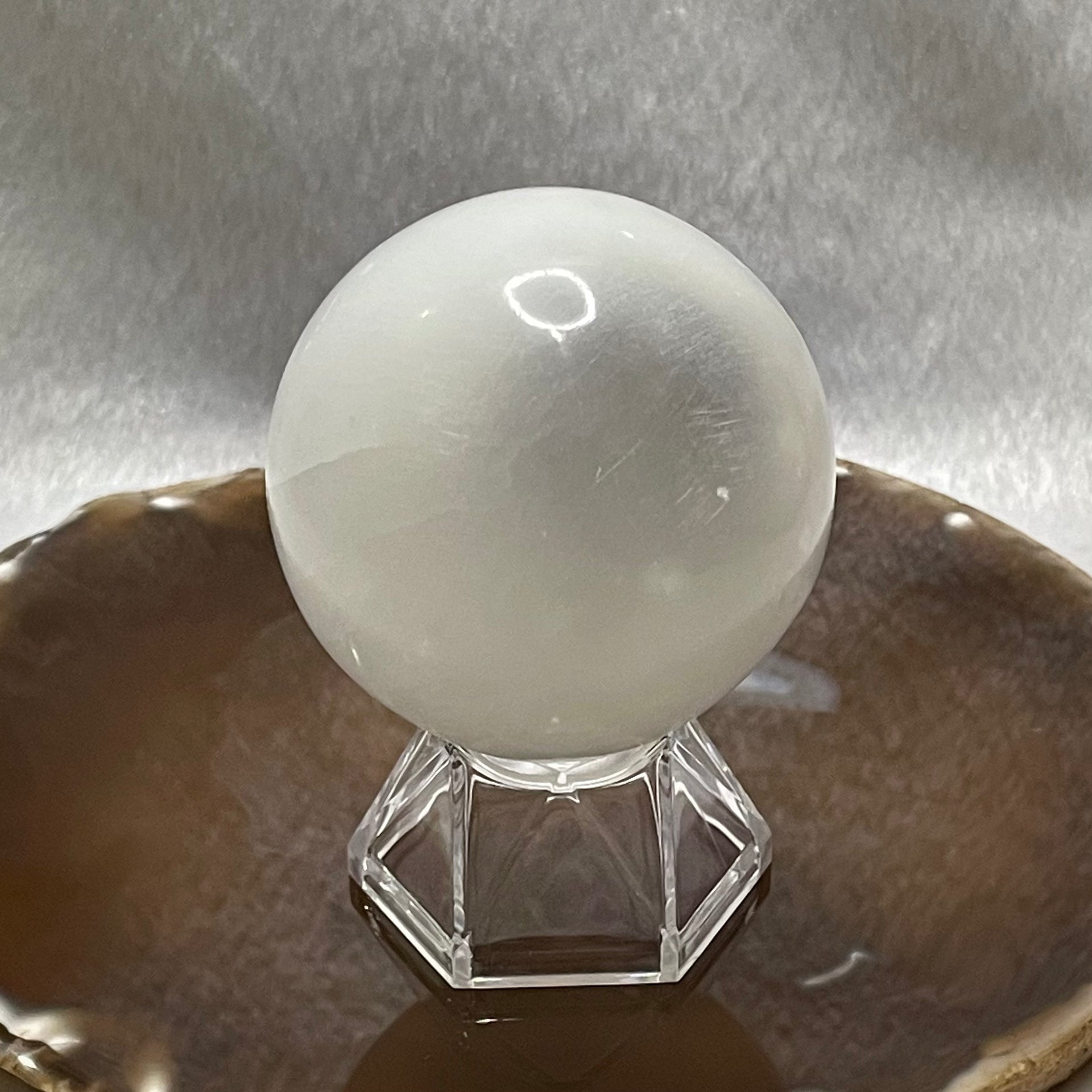 Natural Cat Eye Crystal Ball Display - 240.0g 79.8 by 79.8 by 103.5mm - Huangs Jadeite and Jewelry Pte Ltd