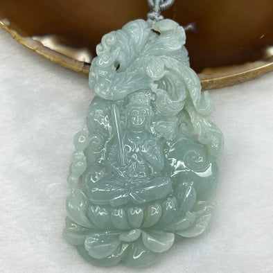 Type A Sky Blue Guan Yin and Phoenix Pendant 60.0g 77.6 by 45.2 by 9.9 mm - Huangs Jadeite and Jewelry Pte Ltd
