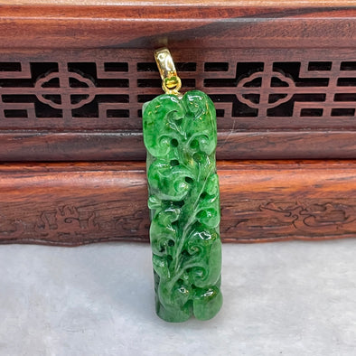 18K Type A Light Bluish Green with Green Patches Multiple Ultimate Prosperity Ruyi Jade Jadeite Pendant with NGI Cert 93.25 cts 46.65 by 14.08 by 13.23mm - Huangs Jadeite and Jewelry Pte Ltd