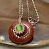 Type A Red Jade Jadeite Ping An Kou 925 Silver Necklace - 10.61g 38.1 by 26.7 by 8.6mm - Huangs Jadeite and Jewelry Pte Ltd