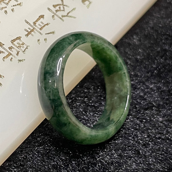 Type A Burmese Dark Green Jade Jadeite Ring - 3.70g US 7.75 HK 17 Inner Diameter 18.4mm - Huangs Jadeite and Jewelry Pte Ltd