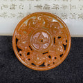 Type A Red Jade Jadeite 5 Rats 出入平安 Pendant - 27.27g 56.4 by 56.4 by 5.8mm - Huangs Jadeite and Jewelry Pte Ltd