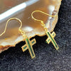 Type A Burmese Jade Jadeite Cross earrings 18k gold - 1.24g each about 13.1 by 10.1 by 1.4mm - Huangs Jadeite and Jewelry Pte Ltd