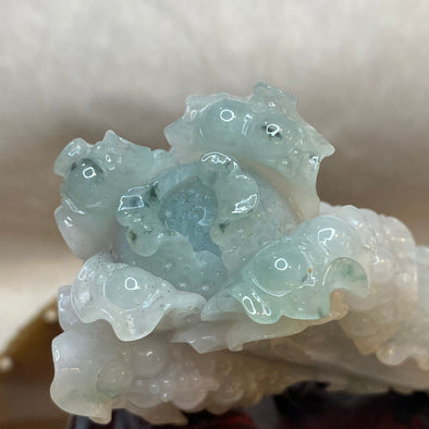 Rare Jelly Semi ICY Cabbage Bao Cai for Wealth 181.5g 112.0 by 61.7 by 31.0mm with wooden stand total 606.3g 150.6 by 127.0 by 80.5mm - Huangs Jadeite and Jewelry Pte Ltd