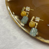 Type A Blueish Green and Yellow Jade Jadeite Earrings - 4.49g 25.2 by 7.3 by 14.3mm - Huangs Jadeite and Jewelry Pte Ltd