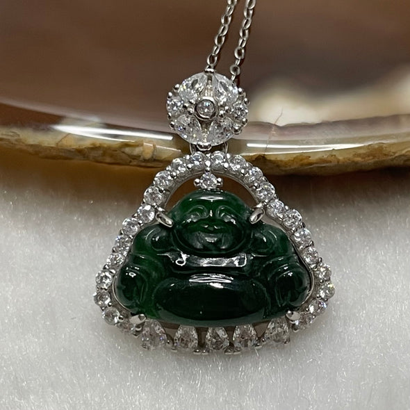 Type A Green Omphacite Jade Jadeite Milo Buddha - 3.51g 24.4 by 20.5 by 6.5mm - Huangs Jadeite and Jewelry Pte Ltd