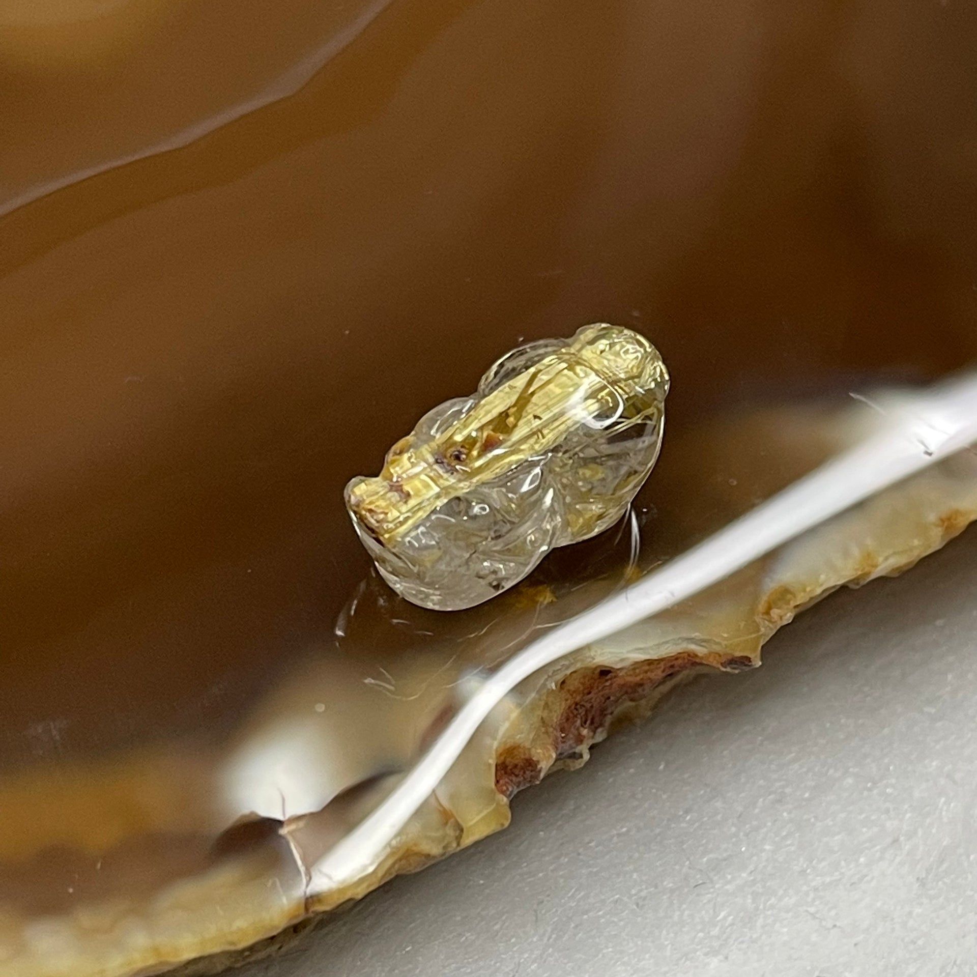Natural Golden Rutilated Quartz Pixiu 1.23g 14.7 by 7.7 by 6.7mm - Huangs Jadeite and Jewelry Pte Ltd