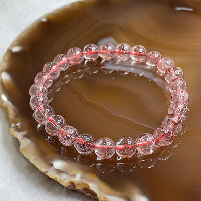 Natural High Quality Strawberry Quartz 15.21g 7.5mm/bead 25 beads - Huangs Jadeite and Jewelry Pte Ltd