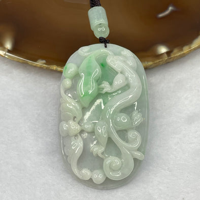 Type A Lavender and Green Pixiu, Bat and Hulu Jade Jadeite Pendant 51.26g 58.1 by 35.6 by 14.5mm - Huangs Jadeite and Jewelry Pte Ltd