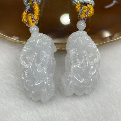 Grand Master Certified Type A Icy Green Jade Jadeite Pixiu Pendant Pair 34.83g 37.0 by 19.2 by 11.5 mm - Huangs Jadeite and Jewelry Pte Ltd