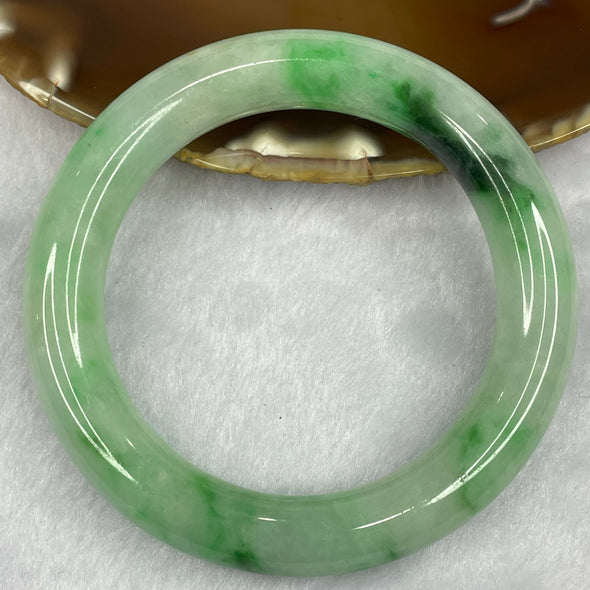 Natural Type A Apple Green with Spicy Green Bangle 64.17g Inner Diameter 55.1 mm 10.8 by 10.8mm - Huangs Jadeite and Jewelry Pte Ltd
