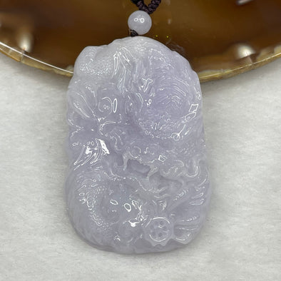 Grand Master Certified Type A Lavender Jade Jadeite Dragon Pendant 56.48g 60.0 by 40.3 by 11.1 mm - Huangs Jadeite and Jewelry Pte Ltd