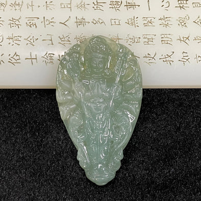 Rare ICY Type A Green Myanmar Burmese Jadeite Jade Thousand Hands Guan Yin Pendant with NGI Cert - 40.17g 72.7 by 42.3 by 9.7mm - Huangs Jadeite and Jewelry Pte Ltd