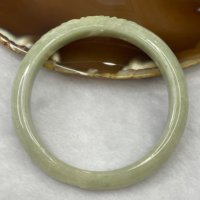 Type A Green Jadeite Bangle with Flower Carvings 37.28g inner diameter 55.2mm 10.1 by 6.7mm - Huangs Jadeite and Jewelry Pte Ltd