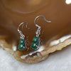 Type A Blueish Green Hulu Jade Jadeite Earrings 18k White Gold 2.02g 29.7 by 6.2 by 4.5mm - Huangs Jadeite and Jewelry Pte Ltd
