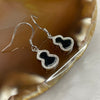 Type A Black Jade Jadeite Hulu pair of earrings 2g 13.9 by 9.5 by 2.0mm - Huangs Jadeite and Jewelry Pte Ltd