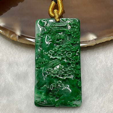Type A High Quality Green Jade Jadeite Shan Shui Necklace - 29.90g 54.2 by 28.1 by 7.7mm - Huangs Jadeite and Jewelry Pte Ltd