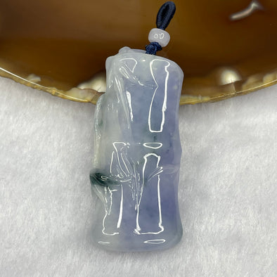 (PRE-LOVED) Grand Master Type A Lavender and Green Piao Hua Jade Jadeite Bamboo Pendant - 19.84g 51.0 by 22.6 by 8.5mm - Huangs Jadeite and Jewelry Pte Ltd