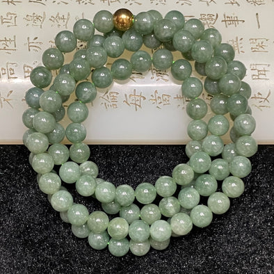 Type A Burmese Dou Qing Jade Jadeite Necklace - 64.28g 7.0mm/bead 108 beads - Huangs Jadeite and Jewelry Pte Ltd