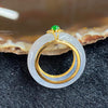 Type A Burmese Icy Jade Jadeite ring 18k yellow gold - 6.51g 27.2 by 24.8 by 7.9mm inner diameter 15.9mm US5.25 HK11.5 - Huangs Jadeite and Jewelry Pte Ltd