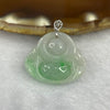 Type A Spicy Green Piao Hua Jade Jadeite Milo Buddha with 18K Gold Clasp - 4.47g 20.3 by 24.8 by 6.1mm - Huangs Jadeite and Jewelry Pte Ltd