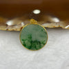 Type A Spicy Green Jadeite Wu Shi Pai Sun Wu Kong Pendant with 18k Gold Setting - 1.99g 19.8 by 19.8 by 2.0mm - Huangs Jadeite and Jewelry Pte Ltd