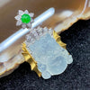 Type A Burmese Icy Jade Jadeite Guardian Lion 18k gold & diamonds - 5.57g 28.8 by 17.5 by 8.1mm - Huangs Jadeite and Jewelry Pte Ltd