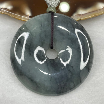 Type A Grey Jade Jadeite Ping An Kou Pendant - 36.64g 49.2 by 49.2 by 6.6 mm - Huangs Jadeite and Jewelry Pte Ltd