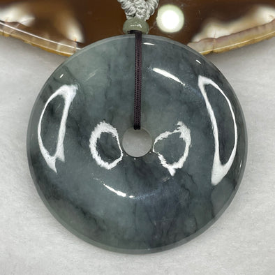 Type A Grey Jade Jadeite Ping An Kou Pendant - 36.64g 49.2 by 49.2 by 6.6 mm - Huangs Jadeite and Jewelry Pte Ltd