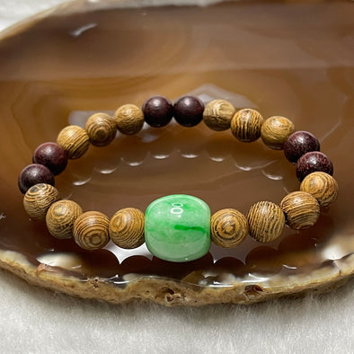 Type A Spicy Green Jade Jadeite Lu Lu Tong Bracelet 9.98g Lu Lu Tong Diameter 13.7mm Beads 8.3mm - Huangs Jadeite and Jewelry Pte Ltd