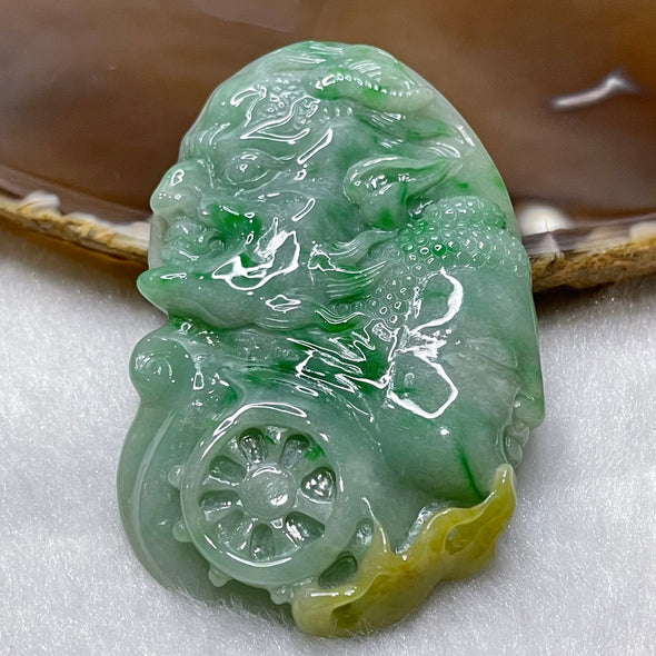 Type A Double Coloured Yellow & Green Piao Hua Good vs Evil 一念之间 Jade Jadeite  - 28.05g 61.8 by 39.5 by 7.2mm - Huangs Jadeite and Jewelry Pte Ltd