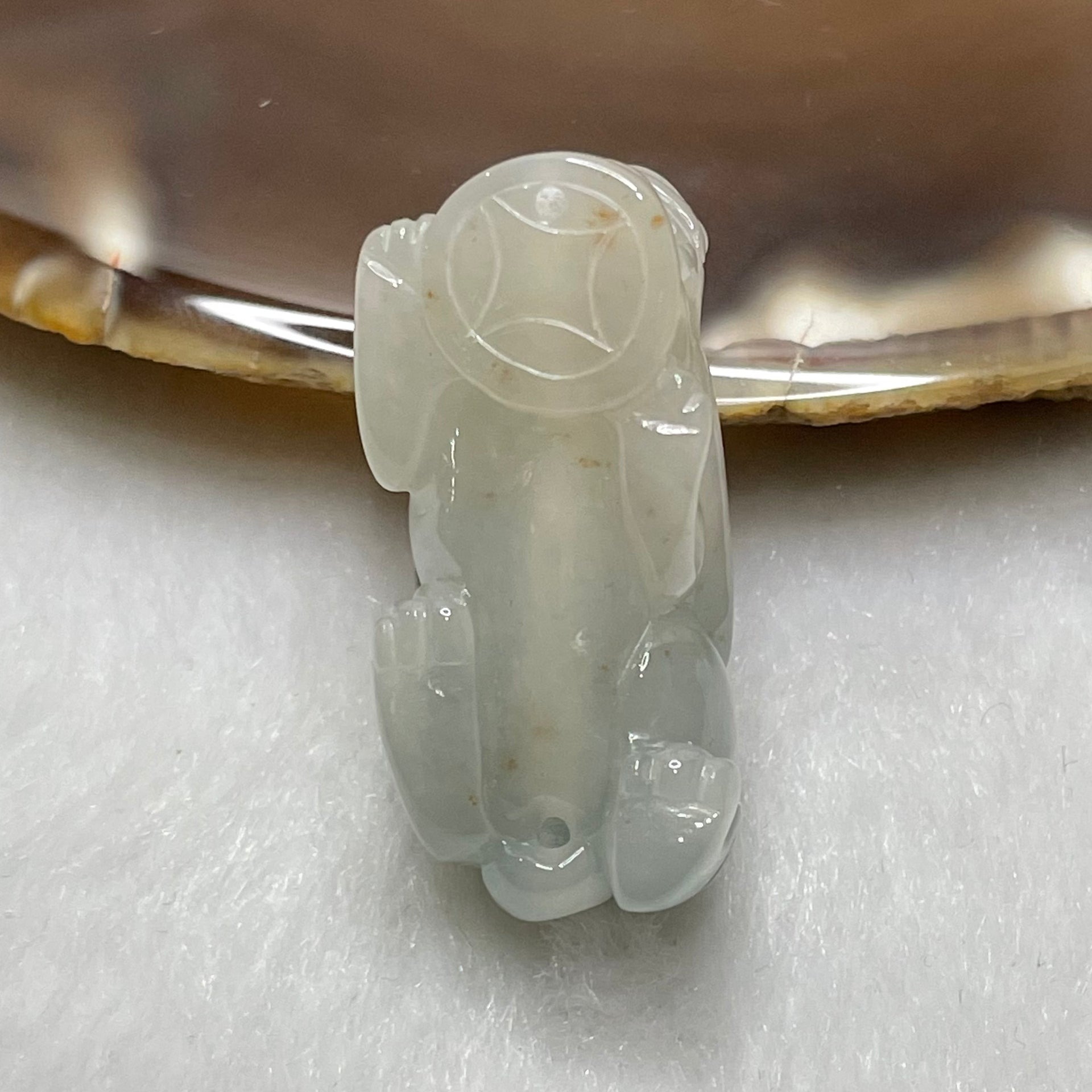 Type A Faint Green & Yellow Piao Hua with Brownish Yellow Spots Jade Jadeite Pixiu & Ruyi Charm - 14.16g 34.6 by 15.8 by 13.8mm - Huangs Jadeite and Jewelry Pte Ltd