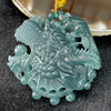 Type A Blueish Green Sea Dragon & Rat Jade Jadeite Pendant - 58.38g 52.8 by 55.0 by 16.6mm - Huangs Jadeite and Jewelry Pte Ltd