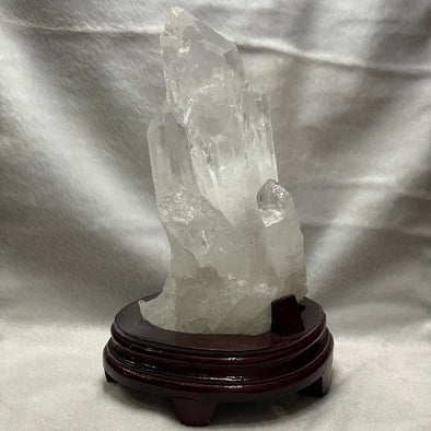 Natural Clear Quartz Crystal Display with Wooden Stand - Crystal - 1680g 210.3 by 111.8 by 56.2 Wooden Stand - 209.0g 156.9 by 136 by 30.6mm - Huangs Jadeite and Jewelry Pte Ltd