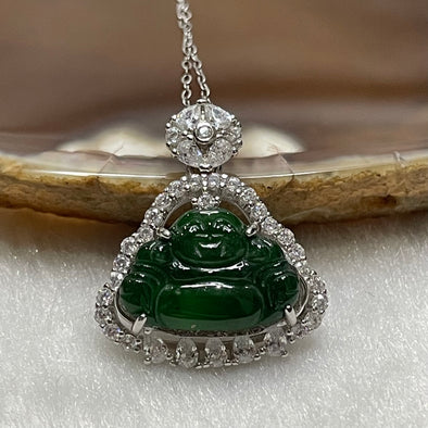 Type A Green Omphacite Jade Jadeite Milo Buddha - 2.74g 24.1 by 20.9 by 6.2mm - Huangs Jadeite and Jewelry Pte Ltd