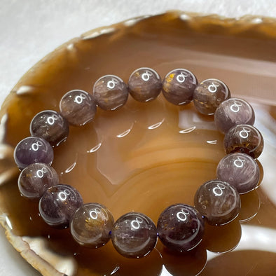Natural Amethyst Cacoxenite Crystal Bracelet 55.88g 14.0mm/bead 16 beads - Huangs Jadeite and Jewelry Pte Ltd