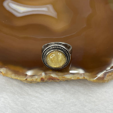 Natural Golden Rutilated Quartz 925 Silver Ring US 7 HK 17 6.17g 17.8 by 17.9 by 7.4mm - Huangs Jadeite and Jewelry Pte Ltd