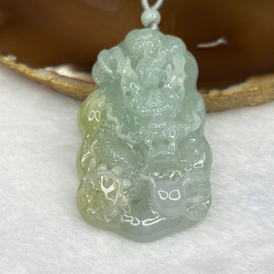 Grand Master Certified Type A Green and Yellow Jade Jadeite Dragon Pendant 42.38g 61.0 by 35.8 by 12.9 mm - Huangs Jadeite and Jewelry Pte Ltd