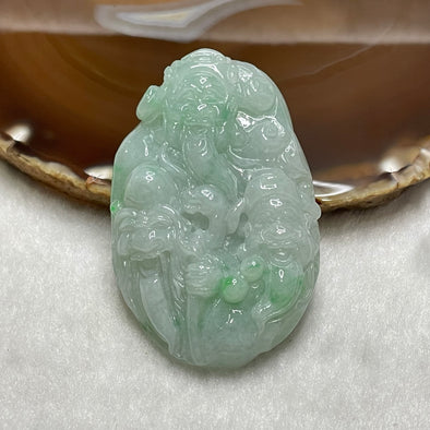 Type A Green Jade Jadeite Fu Lu Shou 59.55g 62.8 by 40.0 by 13.0mm - Huangs Jadeite and Jewelry Pte Ltd