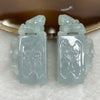 Great Grand Master Certified RARE Type A Icy Sky Blue Jade Jadeite Pixiu Seal Pair with Stand 61.23g 43.7 by 24 by 13.4 mm - Huangs Jadeite and Jewelry Pte Ltd