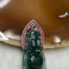 Type A Blueish Green Jade Jadeite Milo Buddha 925 Sliver Pendant 7.42g 38.8 by 18.1 by 10.5mm - Huangs Jadeite and Jewelry Pte Ltd