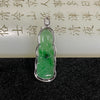 Type A Icy 18k White gold Spicy Green Guan Yin 2.68g 37.0 by 12.3 by 5.3mm - Huangs Jadeite and Jewelry Pte Ltd