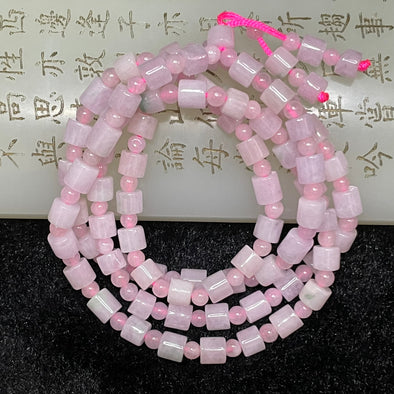 Type A Burmese Icy Pink Jade Jadeite Barrel Necklace - 34.06g 5.4mm/piece 74 pieces - Huangs Jadeite and Jewelry Pte Ltd
