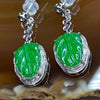 Type A Spicy Full Green Leaf Jade Jadiete 18k White Gold 3.37g 29.6 by 10.6 by 4.7mm - Huangs Jadeite and Jewelry Pte Ltd