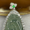 Type A Semi Icy Green Piao Hua Jade Jadeite Ruyi Pendant with 925 Silver Setting 9.80g 46.7 by 23.5 by 9.2 mm - Huangs Jadeite and Jewelry Pte Ltd