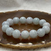 Type A Faint Green & Grey Jade Jadeite Beads Bracelet - 58.31g 13.2mm/bead 15 beads - Huangs Jadeite and Jewelry Pte Ltd