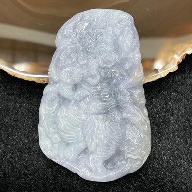 Type A Burmese Lavender Grey Jade Jadeite Ganesha 象头神 God of Fortune - 66.7g 70.6 by 47.6 by 11.8mm - Huangs Jadeite and Jewelry Pte Ltd