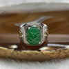Rare Type A High Quality Yang Green Pixiu Jade Jadeite 18k white gold & Natural Diamonds 7.46g 16.3 by 10.2mm US8.5 HK19 - Huangs Jadeite and Jewelry Pte Ltd