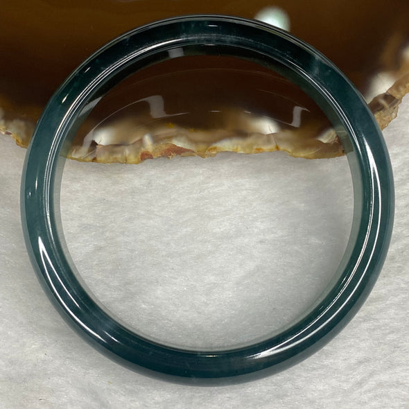 Rare High End ICY Type A Blueish Green Jadeite Bangle 198.38 Cts Inner Dia 57.35mm 10.3 by 7.1mm with NGI cert - Huangs Jadeite and Jewelry Pte Ltd