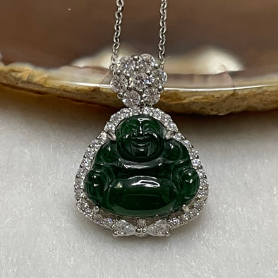 Type A Green Omphacite Jade Jadeite Milo Buddha - 3.53g 24.5 by 17.3 by 5.6mm - Huangs Jadeite and Jewelry Pte Ltd